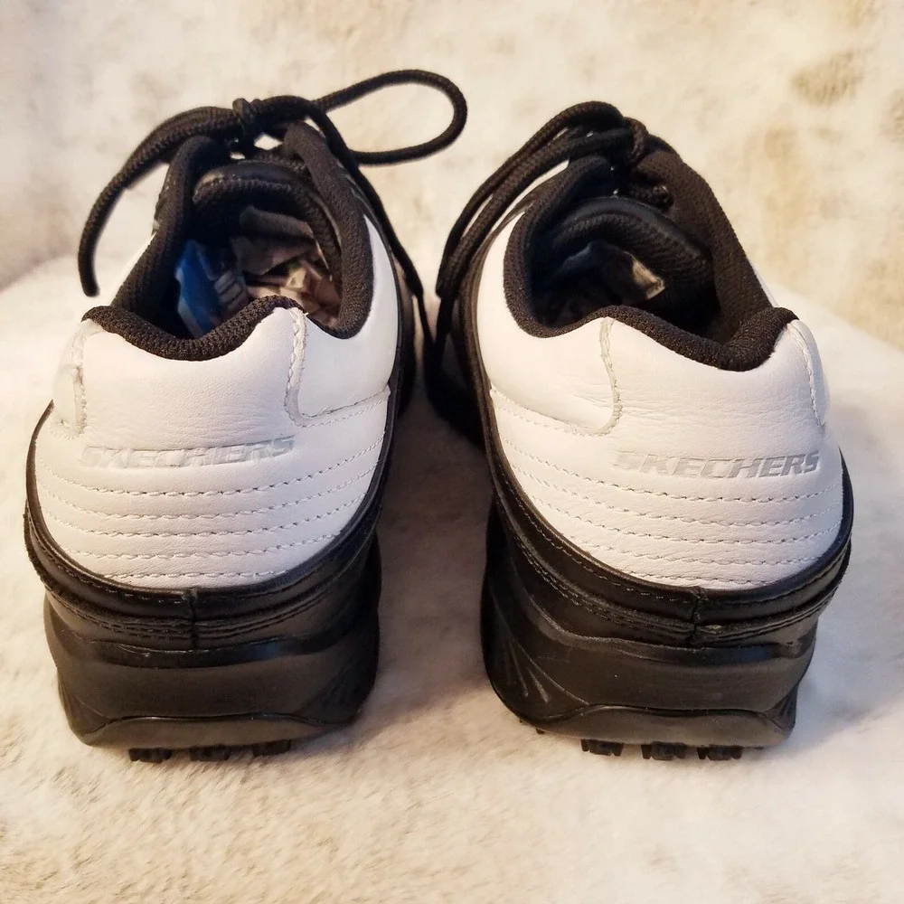Skechers Mens Golf Shoes 6.5‎ Black White Leather Oxford Round Toe Rubber 52026